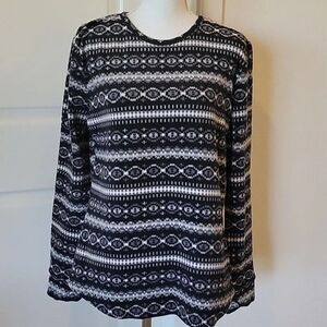Climateright by Cuddl Duds Fair Isle Fleece Pajama Top Long Sleeve PJ Shirt Sm